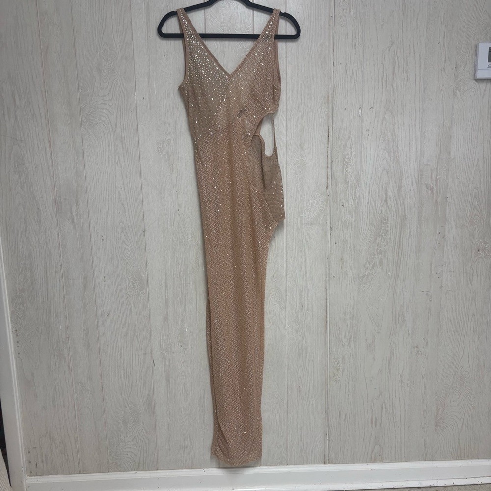 Banjul Size M Tan Sequin Mesh Dress